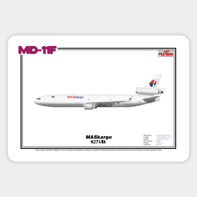 McDonnell Douglas MD-11F - MASkargo (Art Print) Sticker by TheArtofFlying